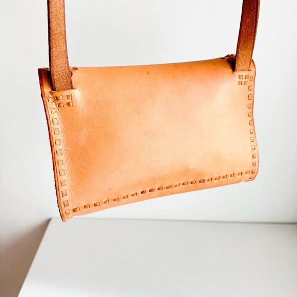 Vintage Natural Leather Rectengular Shoulde Crossbody  Bag - Picture 5 of 7